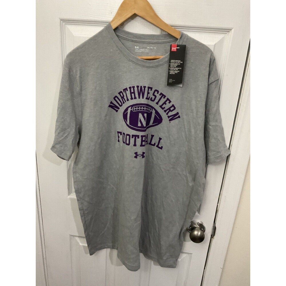 Under Armour Northwestern Football Shirt Mens XL Gray Loose Fit Tee